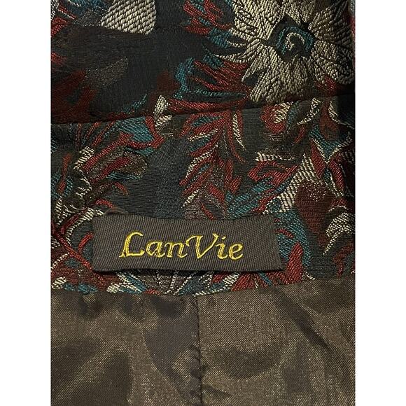 Vintage Lan Vie Asian Brocade Button up long sleeve V-neck blazer Coat - Picture 7 of 7